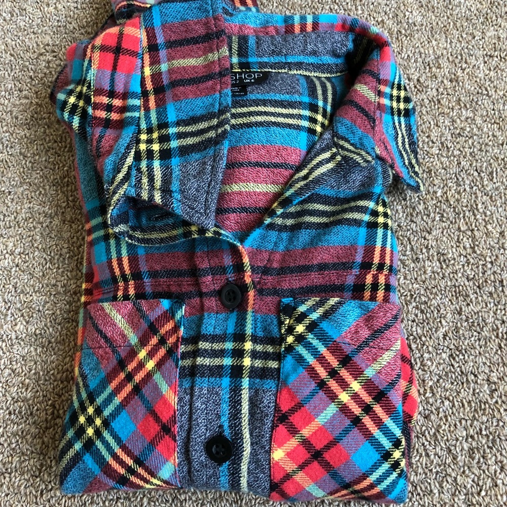 Topshop Plaid Top
